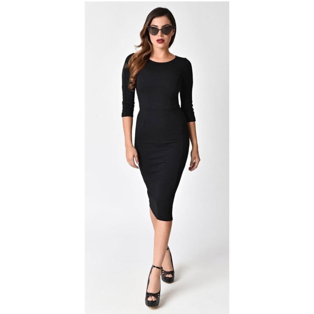 Unique Vintage Black 
Mod Wiggle Dress S 4 NWOT